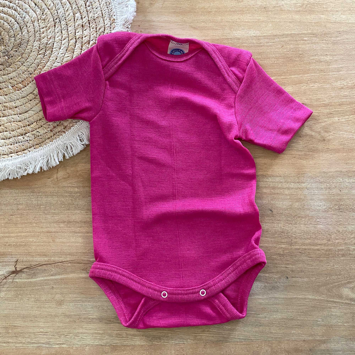 Body à MC en laine & soie Cosilana - Rose fuchsia 