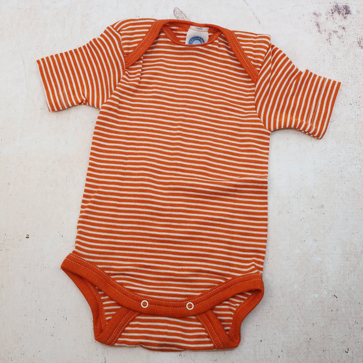 Body à MC en laine & soie Cosilana - Rayé orange 