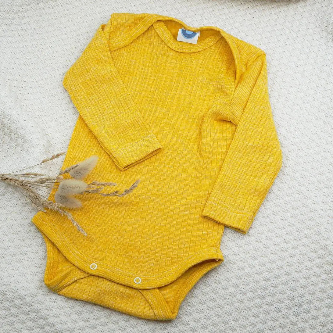 Body à ML en laine, soie et coton bio Cosilana jaune