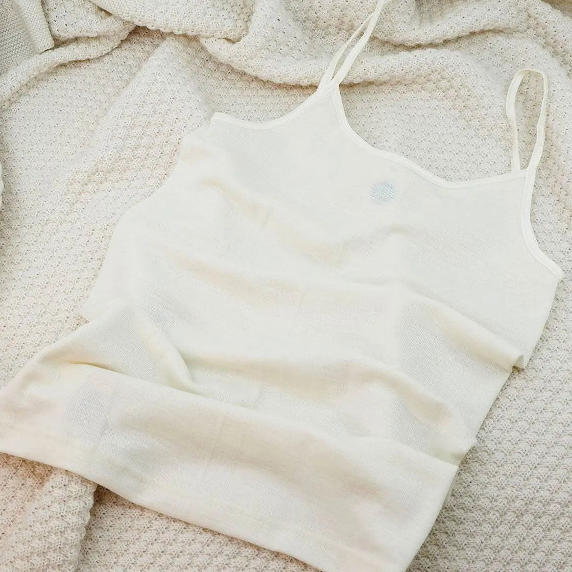 Débardeur à fines bretelles pour femme en laine et soie Cosilana - Naturel