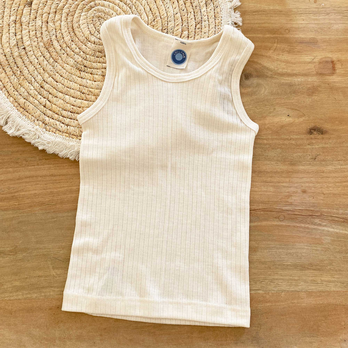 Débardeur enfant laine mérinos, soie & coton bio Cosilana – Naturel 