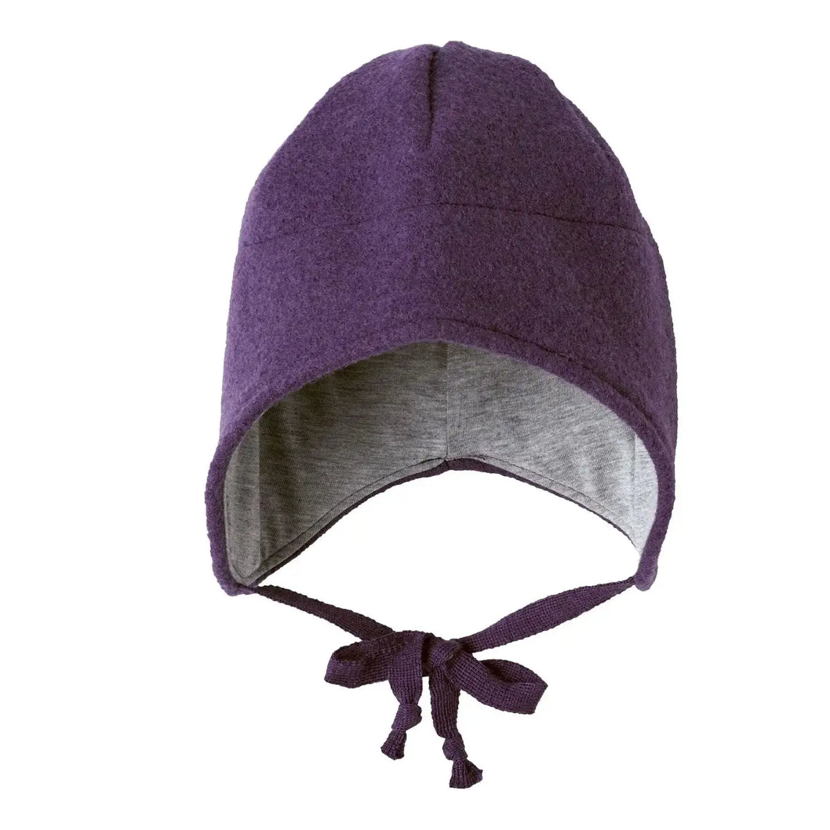 Bonnet enfant en laine bouillie mérinos bio Disana - Aubergine - Lilinappy