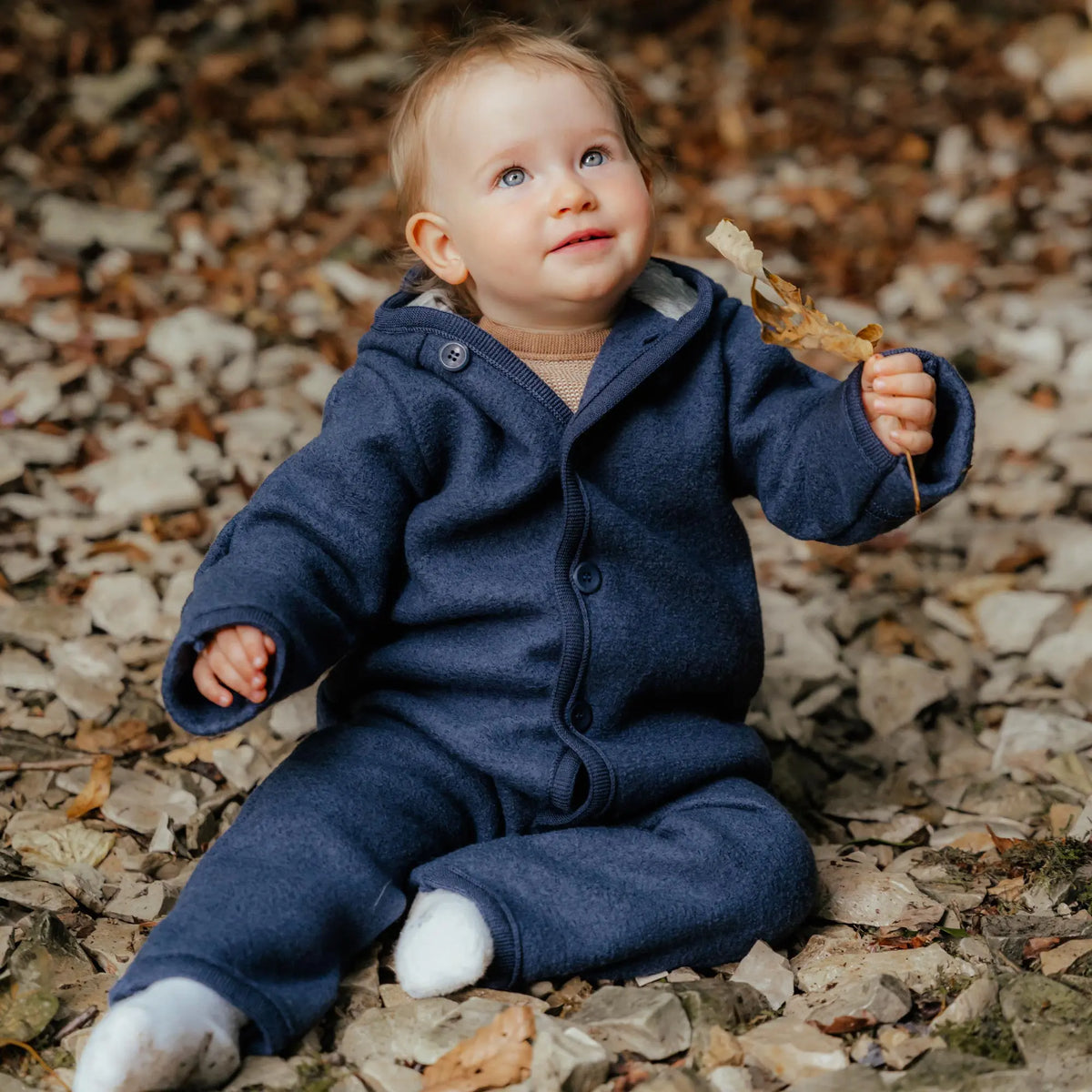 Combinaison bébé en laine bouillie Disana - Indigo 
