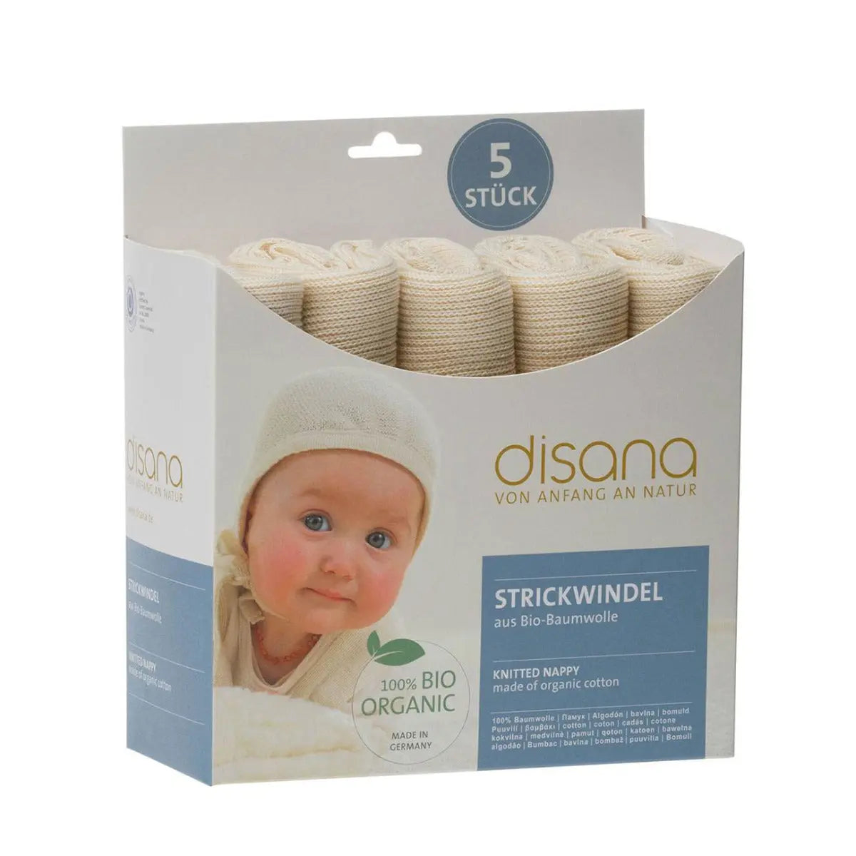 Lange tricoté à nouer en coton bio Disana - Lilinappy