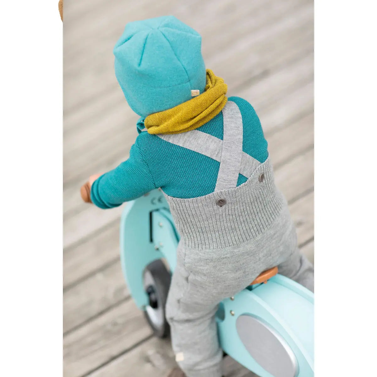 Pantalon à bretelles en laine merinos Disana - Dove blue - Lilinappy