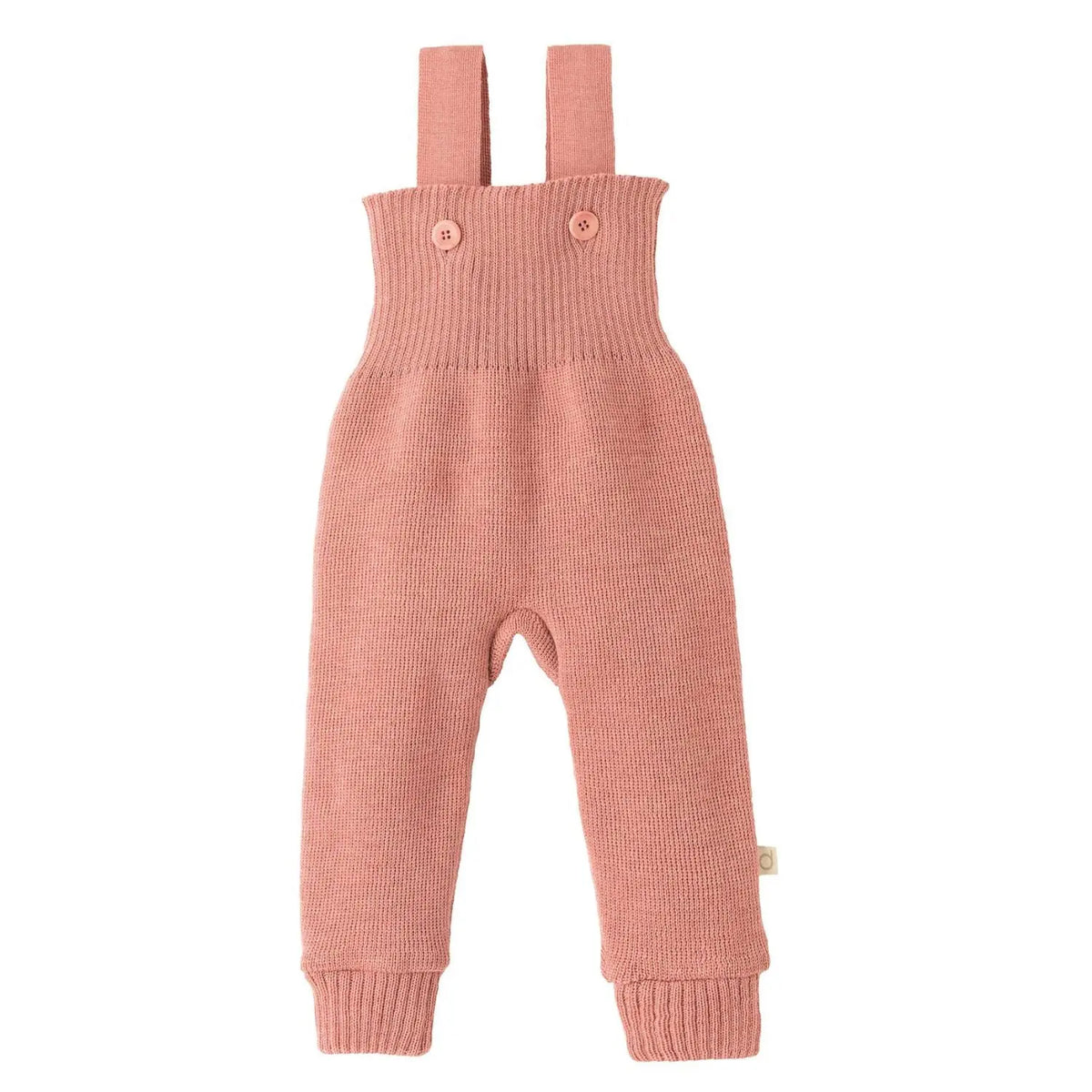 Pantalon à bretelles en laine merinos Disana - Soft pink - Lilinappy