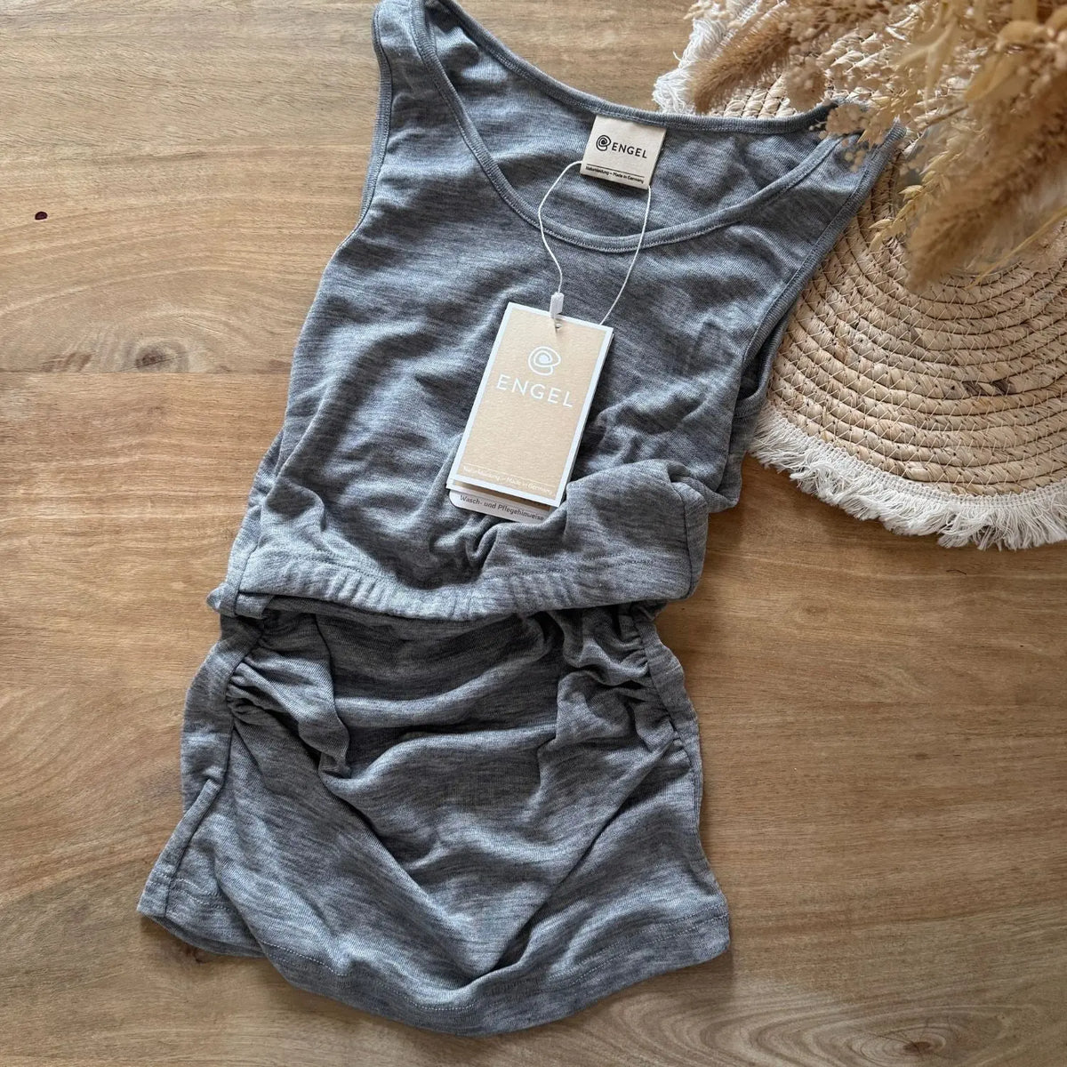 Débardeur d’allaitement laine mérinos et soie Engel Natur – Gris chiné