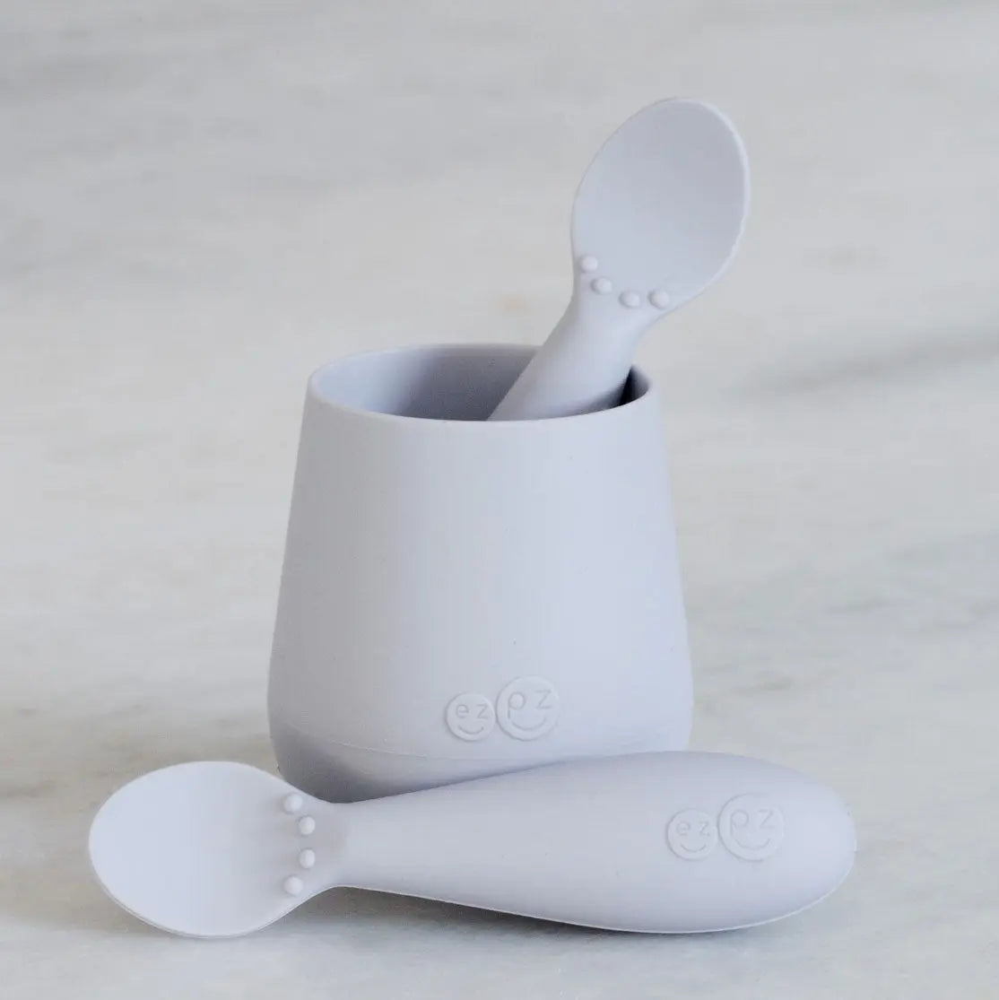 Gobelet d'apprentissage en silicone - Etain - Lilinappy