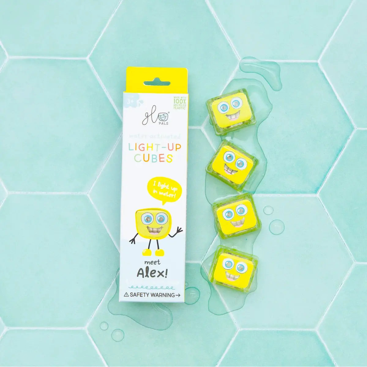 Lot de 4 cubes sensoriels lumineux pour le bain Glo Pals - Alex - Lilinappy