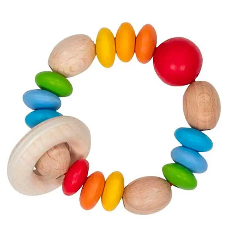 Hochet en bois lentilles arc-en-ciel Goki