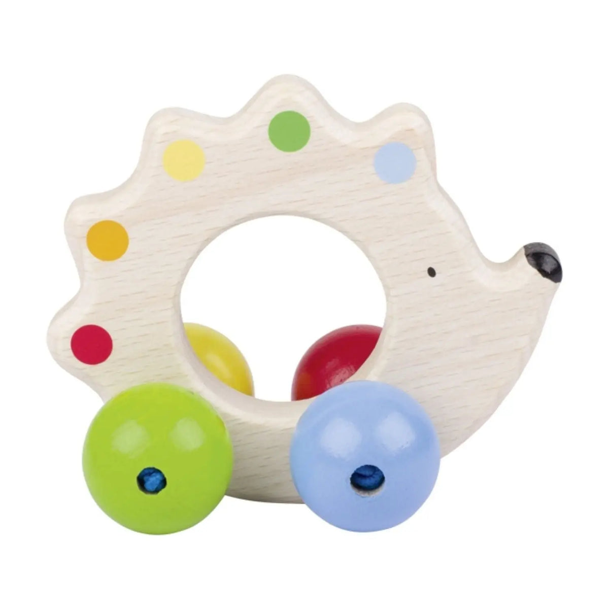Hochet en bois bébé Goki hérisson avec perles 