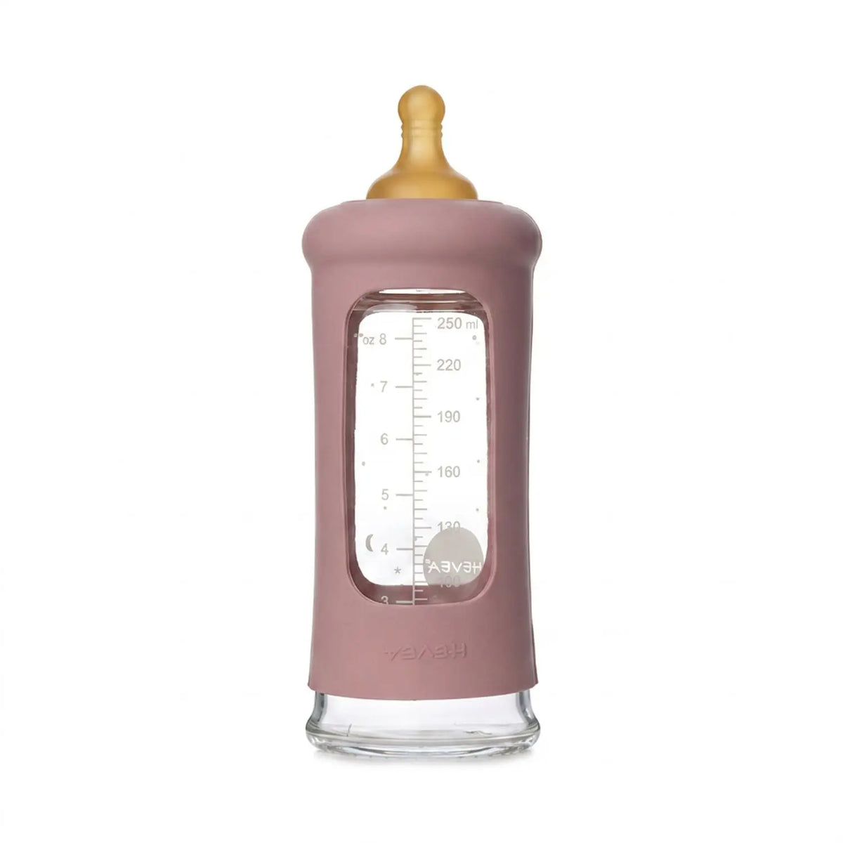 Biberon en verre à col large avec manchon Hevea 250ml - Rosewood