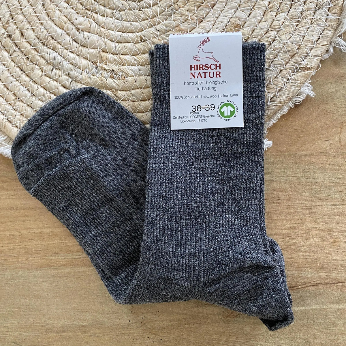 Chaussettes fines en laine Hirsch Natur Adulte 