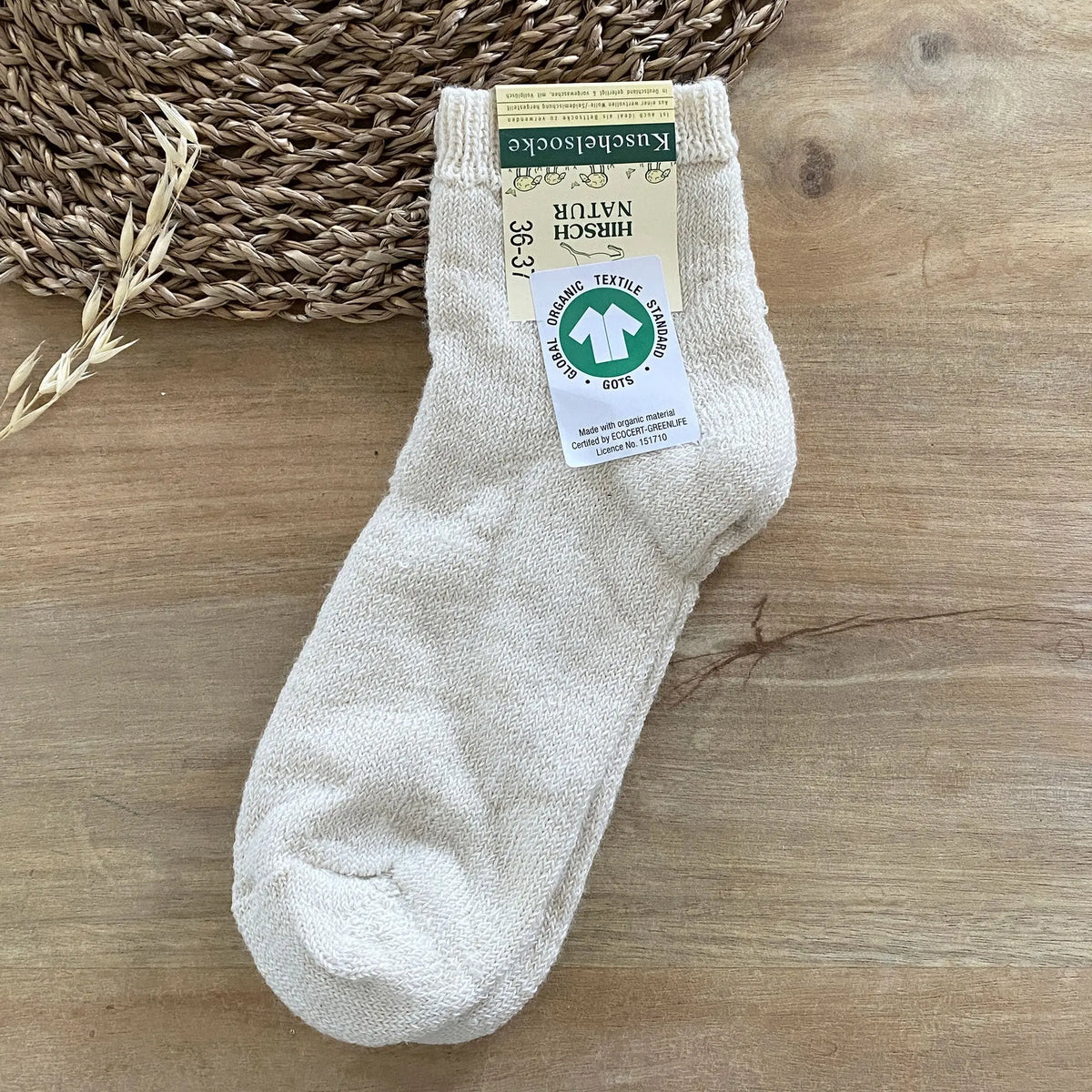 Chaussettes adulte laine et soie EliaYoga Hirsch Natur 