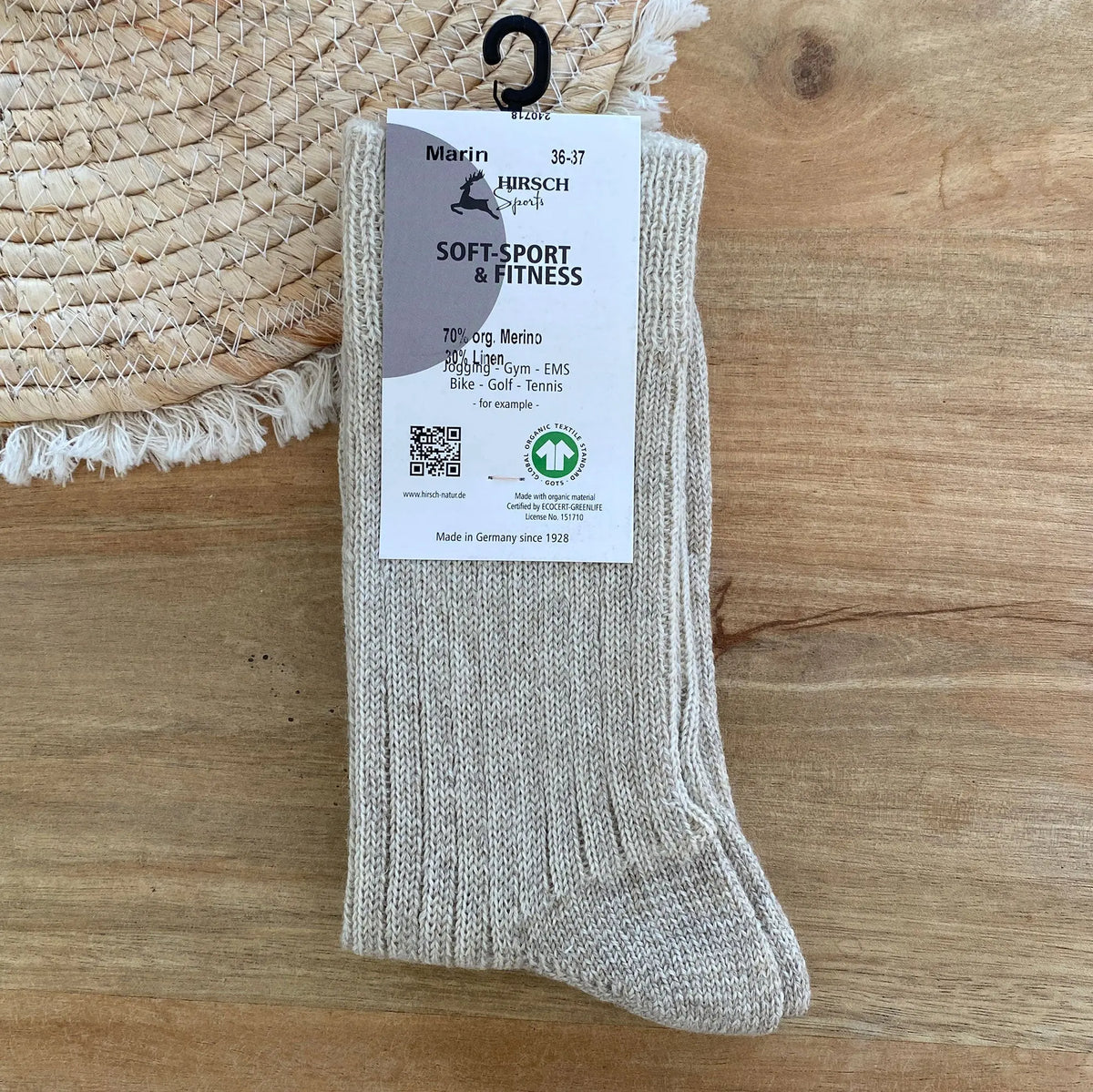 Chaussettes femme en laine & lin bio Hirsch Natur 