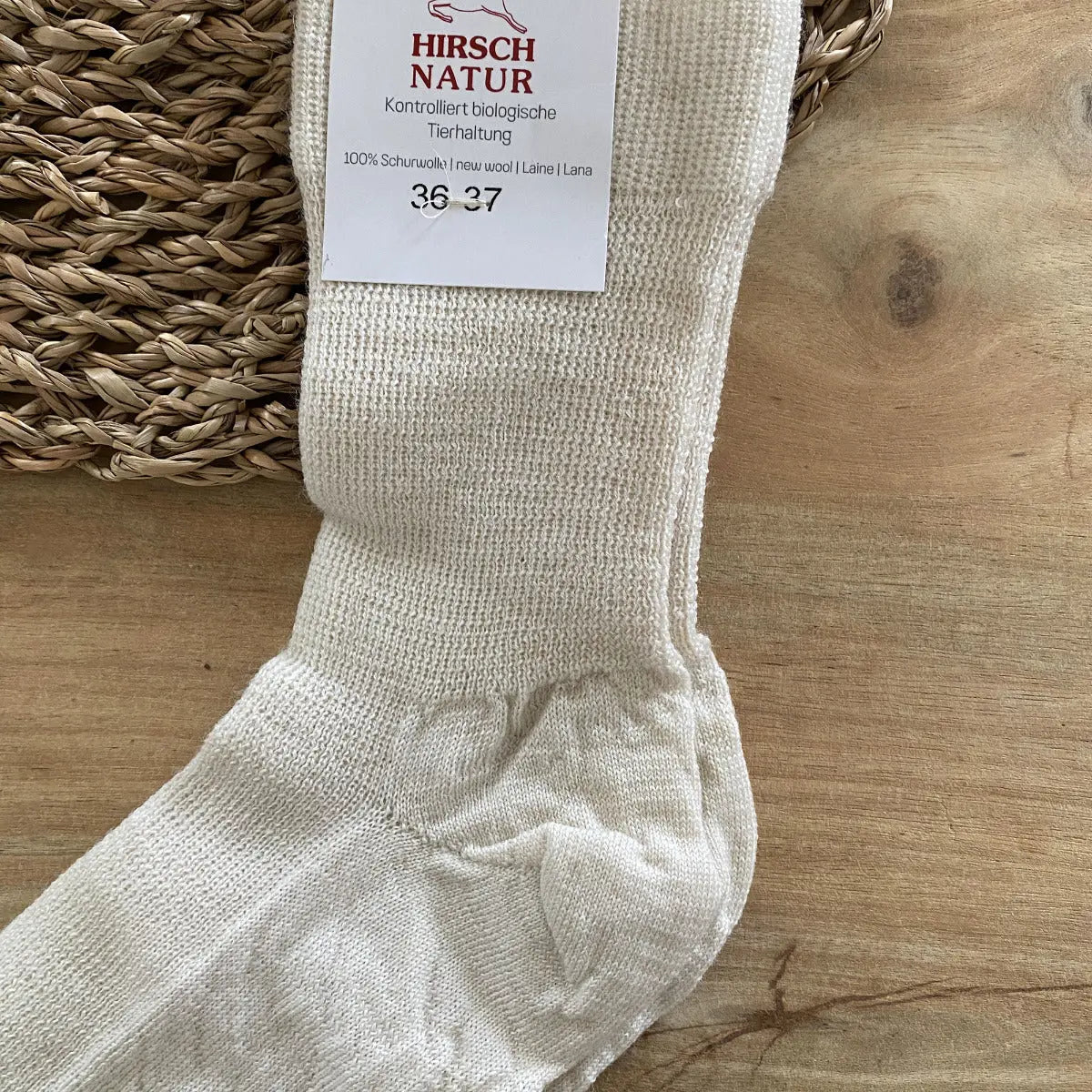 Chaussettes fines en laine Hirsch Natur Adulte 