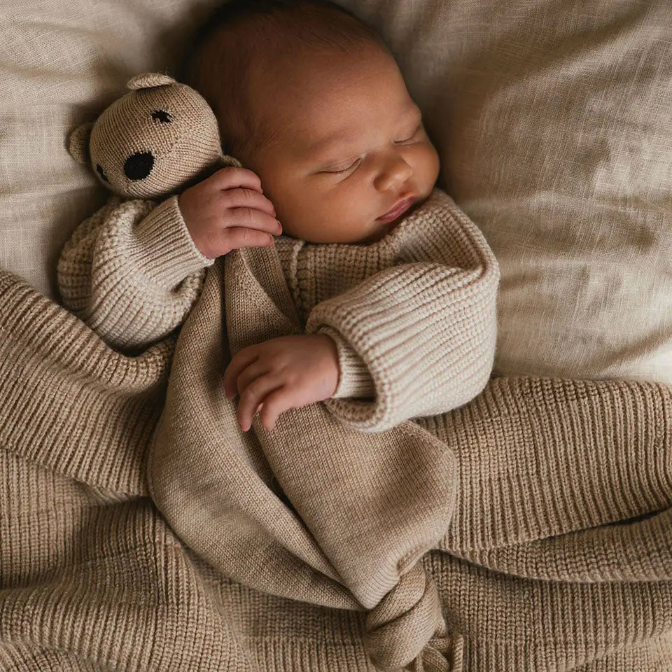 Doudou en laine mérinos Teddy Tokki HVID - Lollipop - Lilinappy