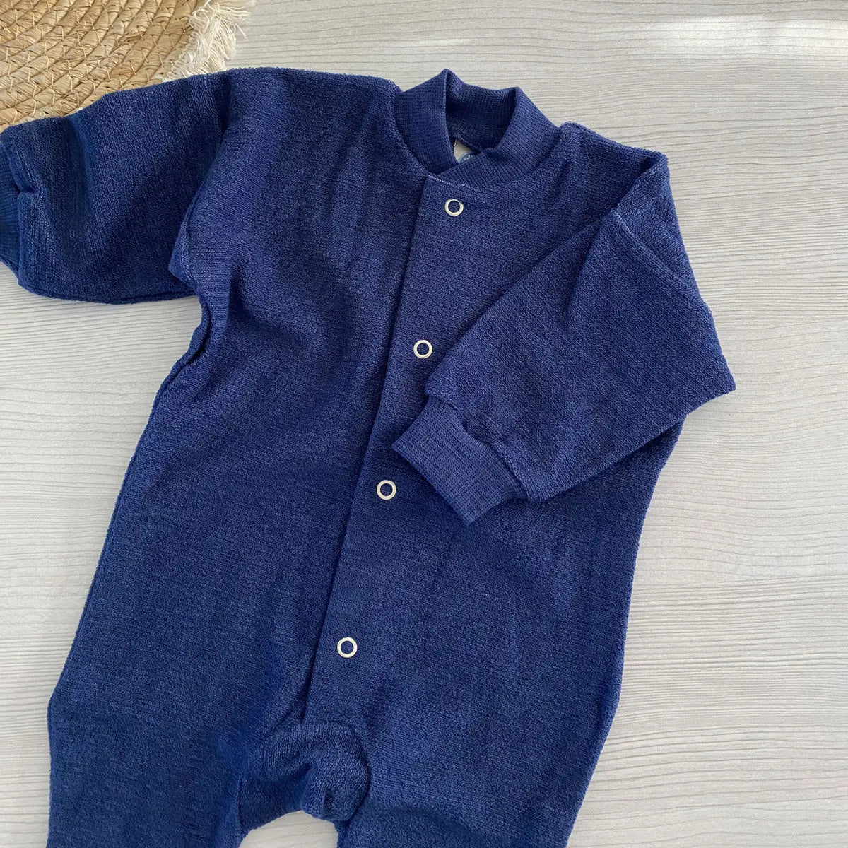 Pyjama en éponge de laine Cosilana marine – Douceur et chaleur naturelle pour bébé