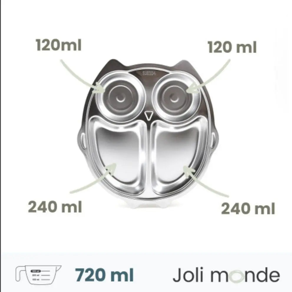 Plateau repas enfant inox compartimenté Joli Monde – Chouette 