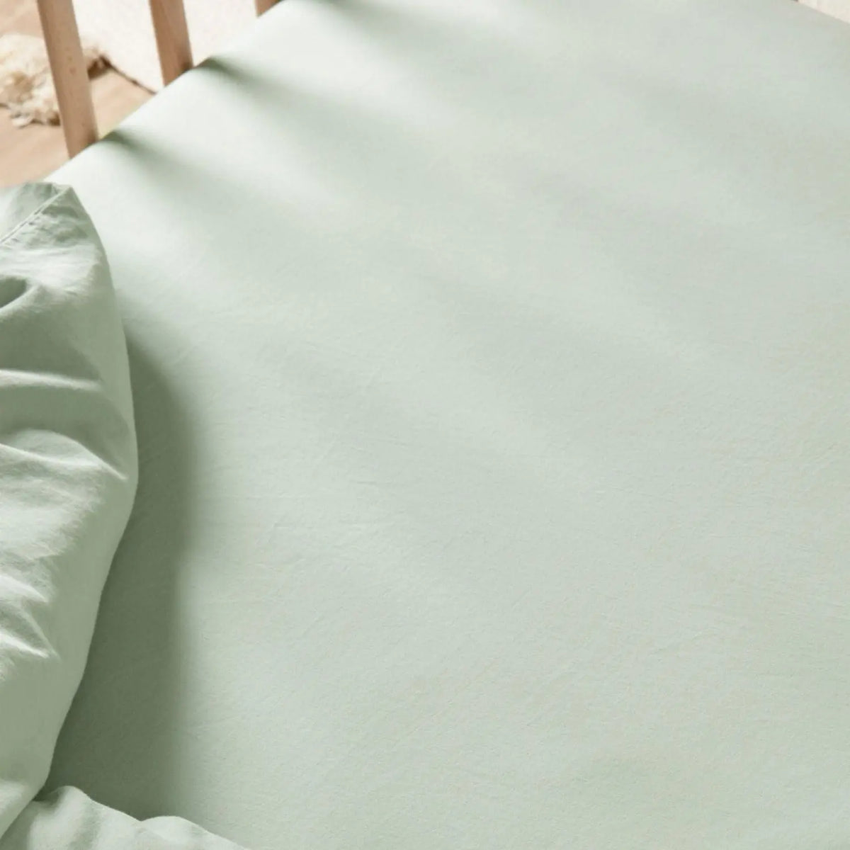 Drap housse bébé Satin de Coton Bio lavé Kadolis - Tilleul