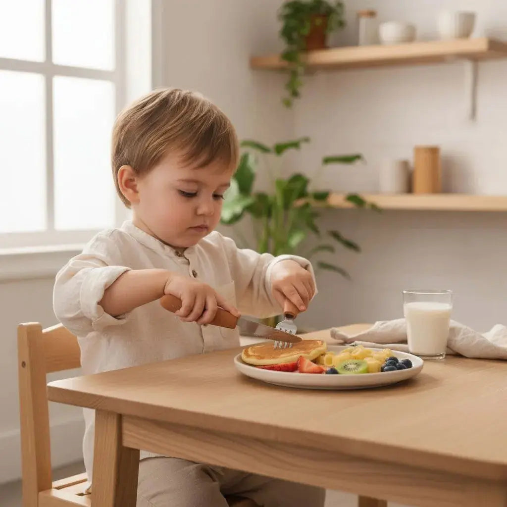 Set de couverts enfant en inox & silicone KiddiKutter - Sage 