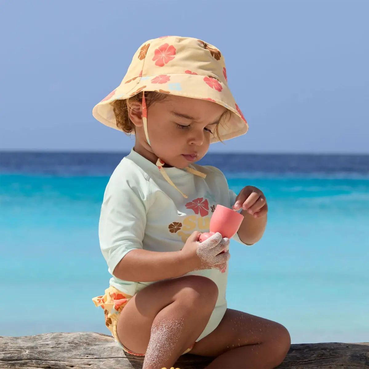 Chapeau anti-UV réversible Lässig - Fleurs vanille