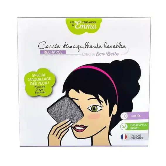 Lot de 10 carrés démaquillants lavables - Les tendances d'Emma - Gris - Lilinappy