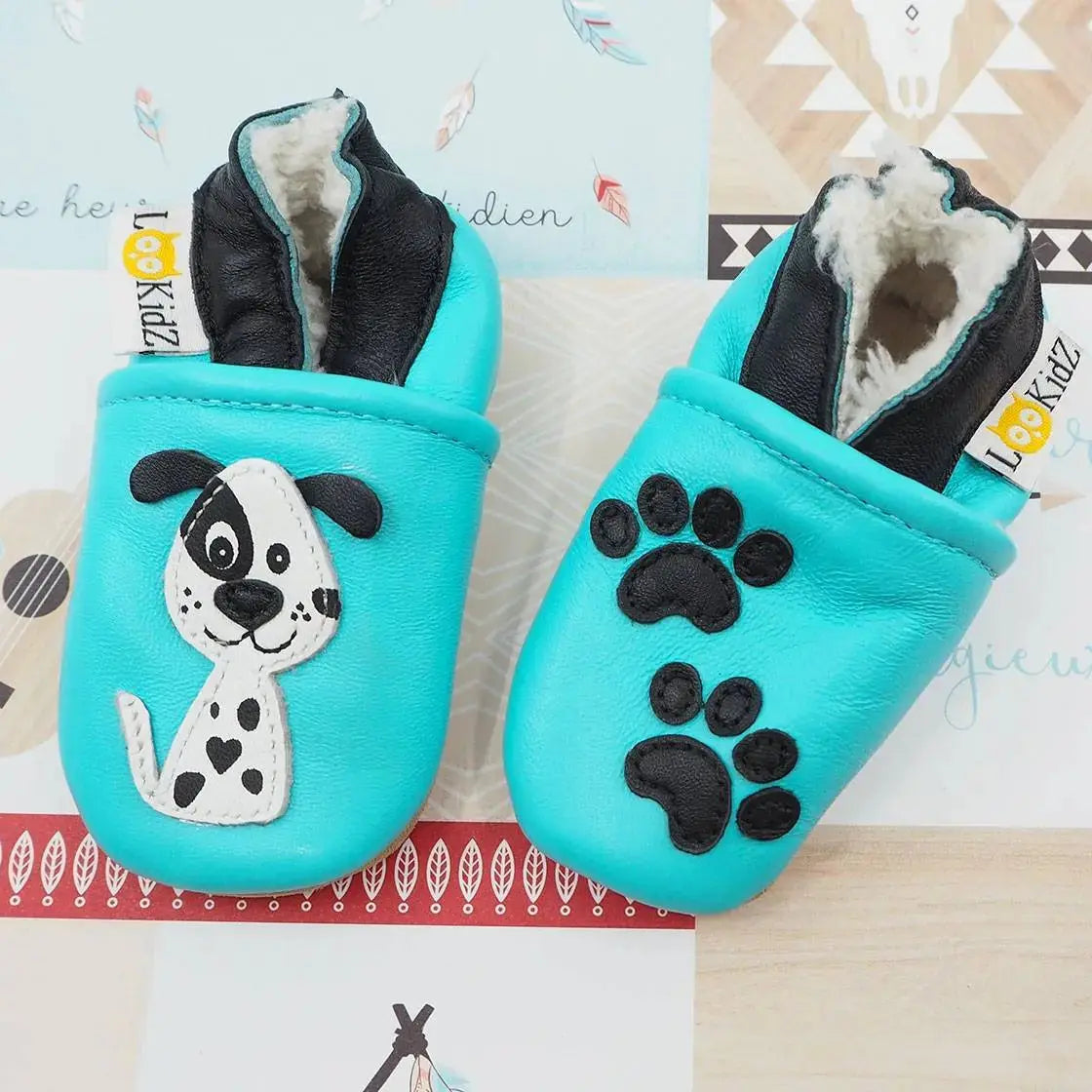 Chaussons en cuir fourrés Lookidz Doggy