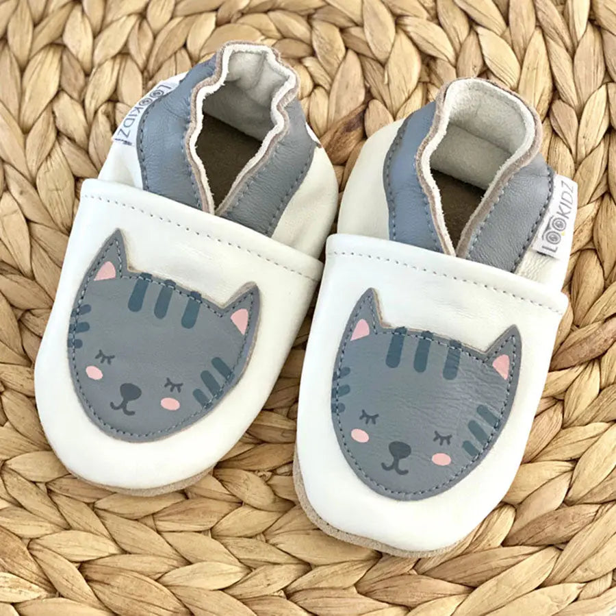Chaussons en cuir souple Lookidz - Sleeping Cat - Lilinappy