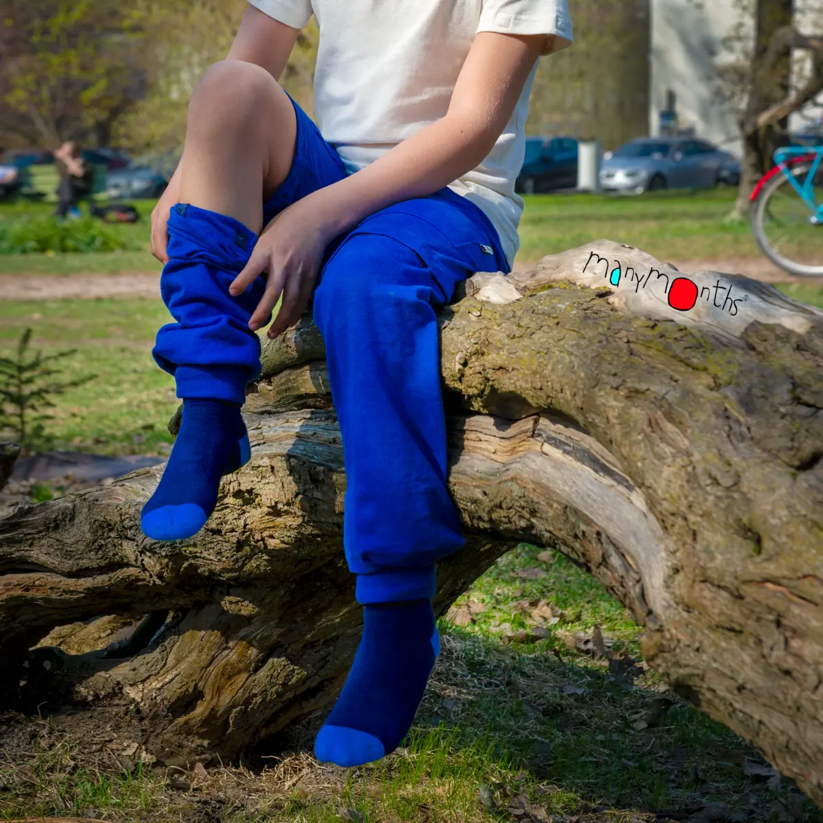 Pantalon évolutif ManyMonths en chanvre et coton bio - Blue Purple - Lilinappy
