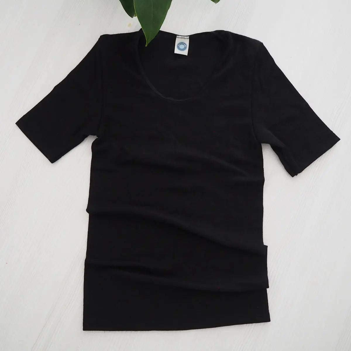 T-shirt à MC pour femme en laine et soie Cosilana Noir