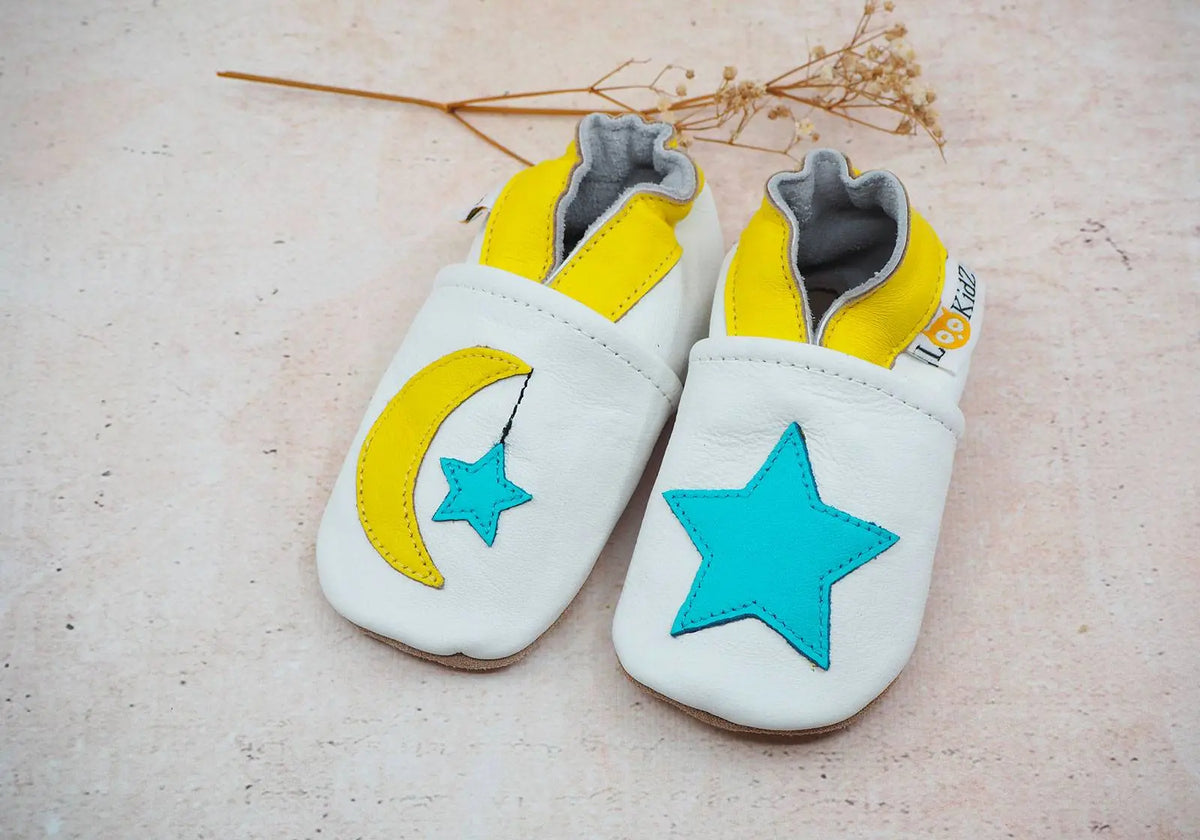 Chaussons en cuir Lookidz Lune & étoile