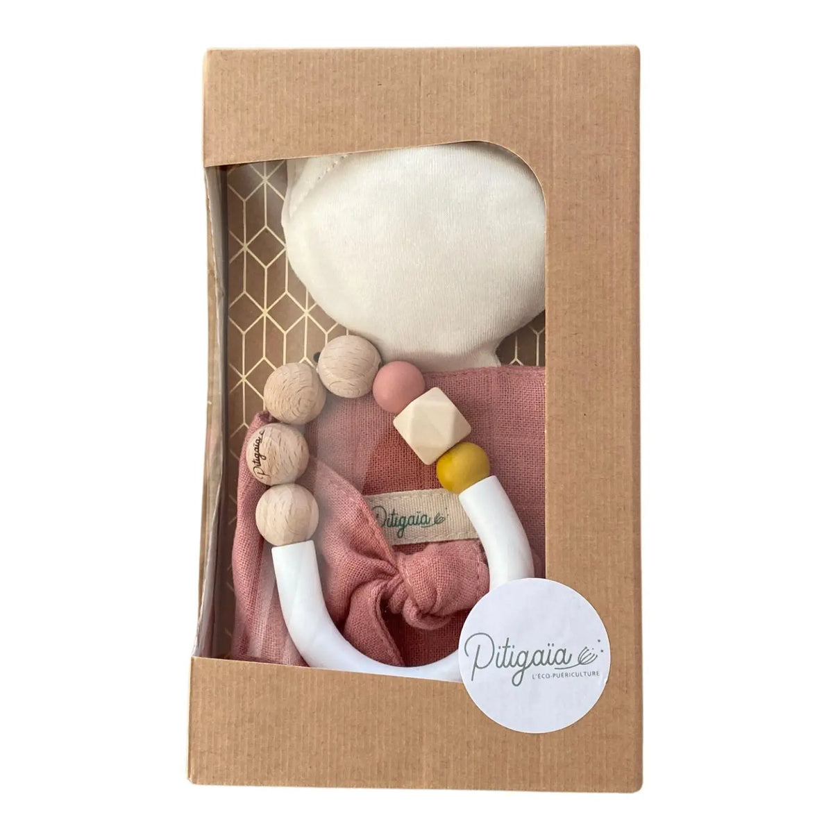 Coffret cadeau naissance doudou coton bio Pitigaia - Terracotta 