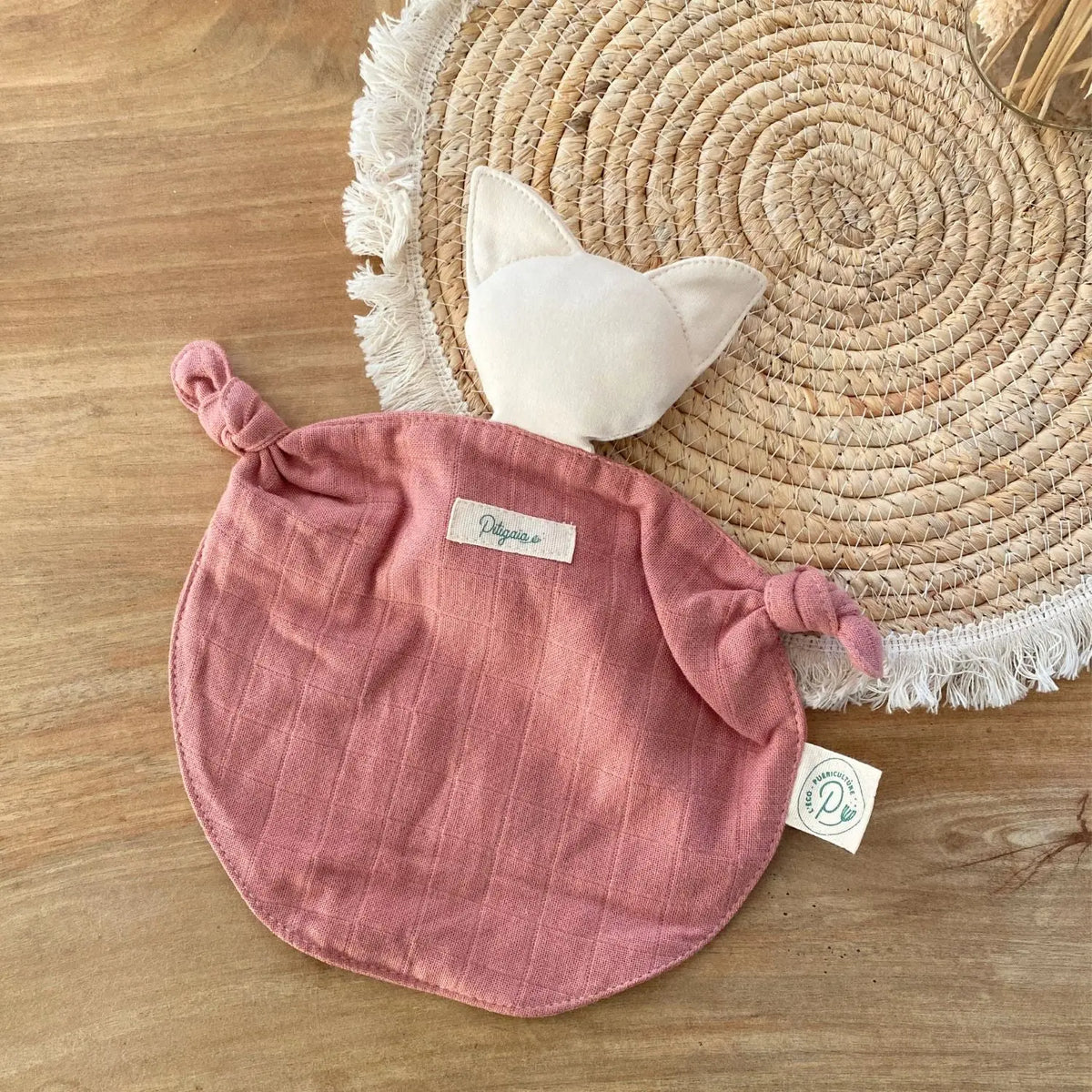 Doudou plat en coton bio Pitigaïa -Terracotta 