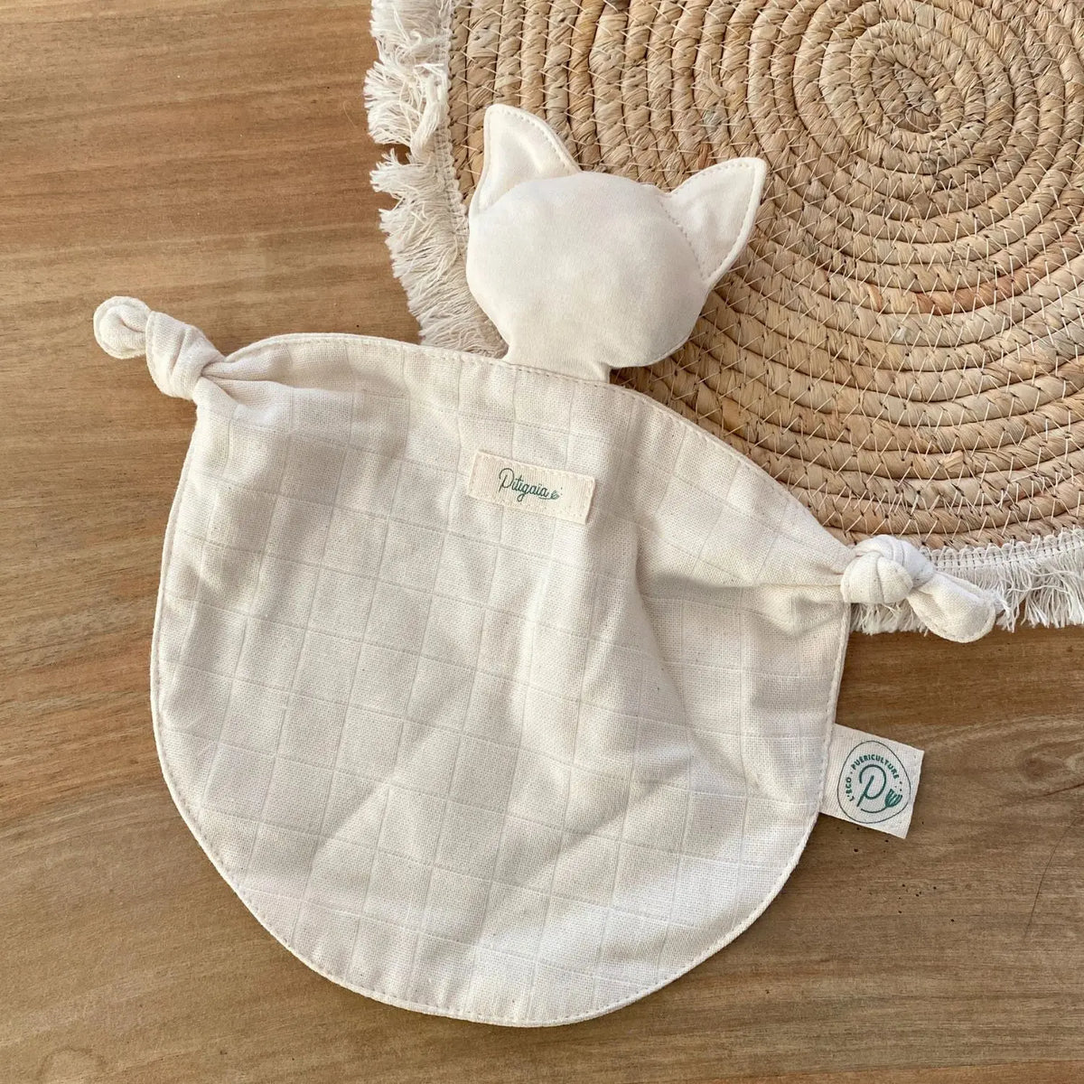 Doudou plat en coton bio Pitigaïa - Naturel 