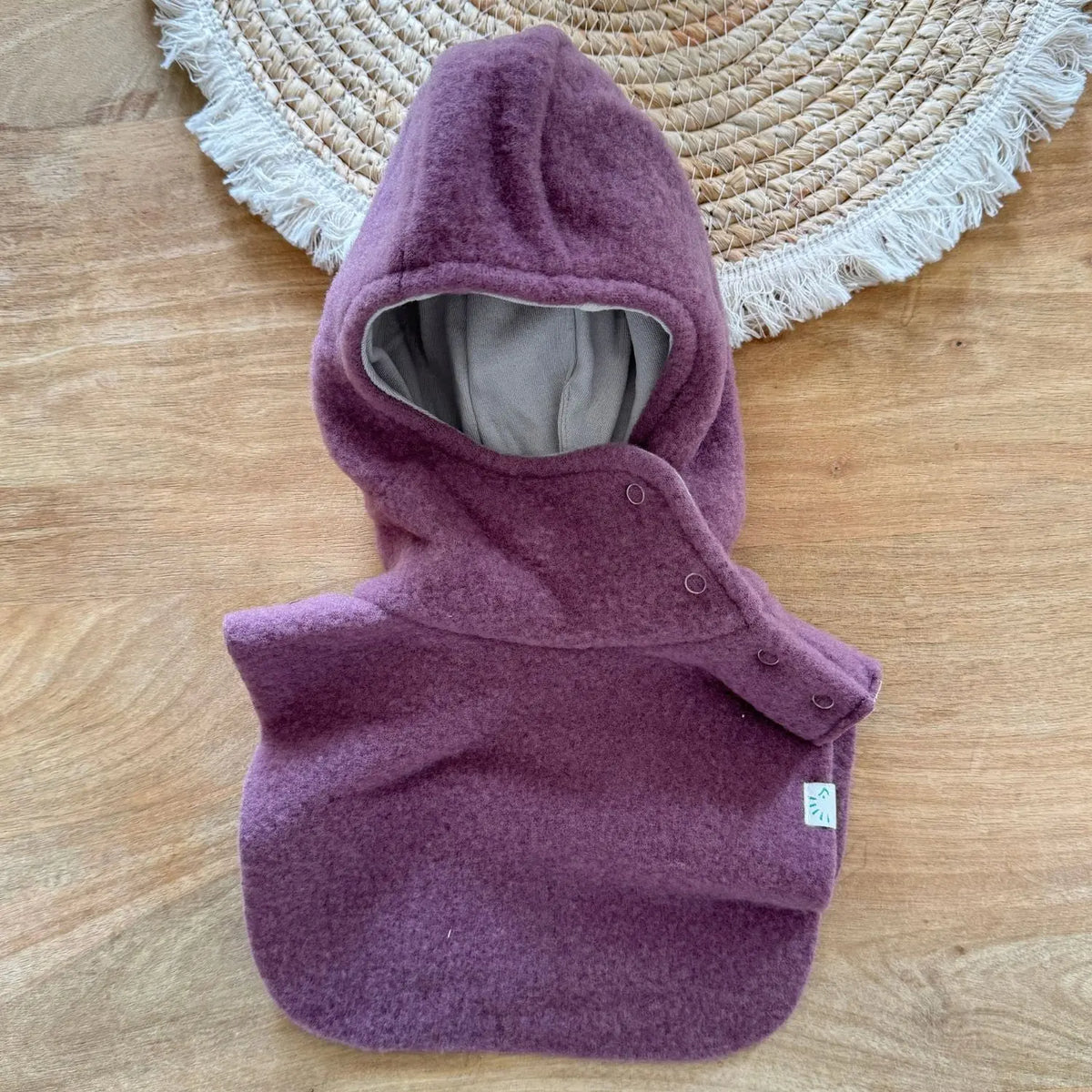Cagoule enfant en polaire de laine bio Balaclava Popolini – Dusty Plum