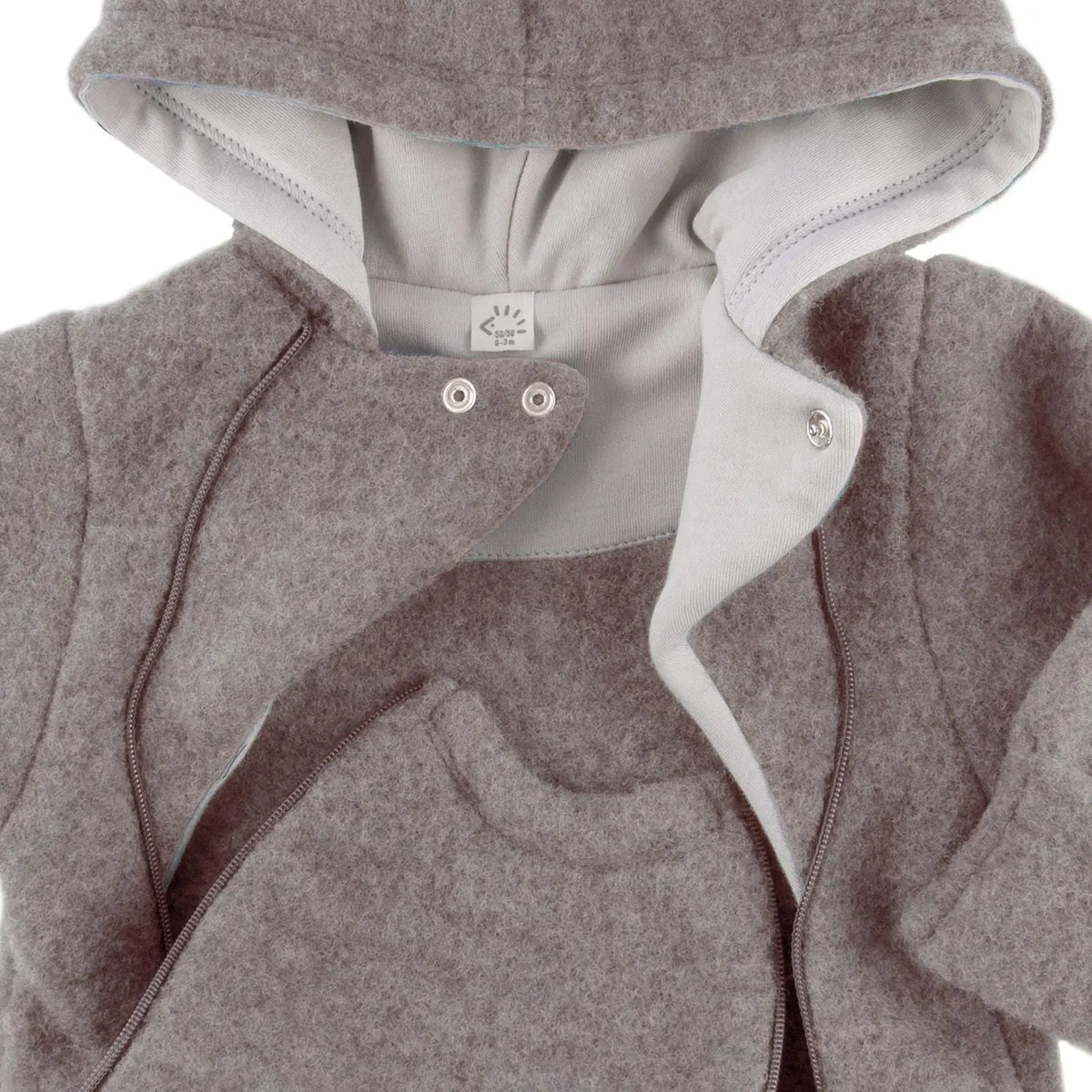 Combinaison bébé en polaire de laine bio Popolini – Sable - Lilinappy