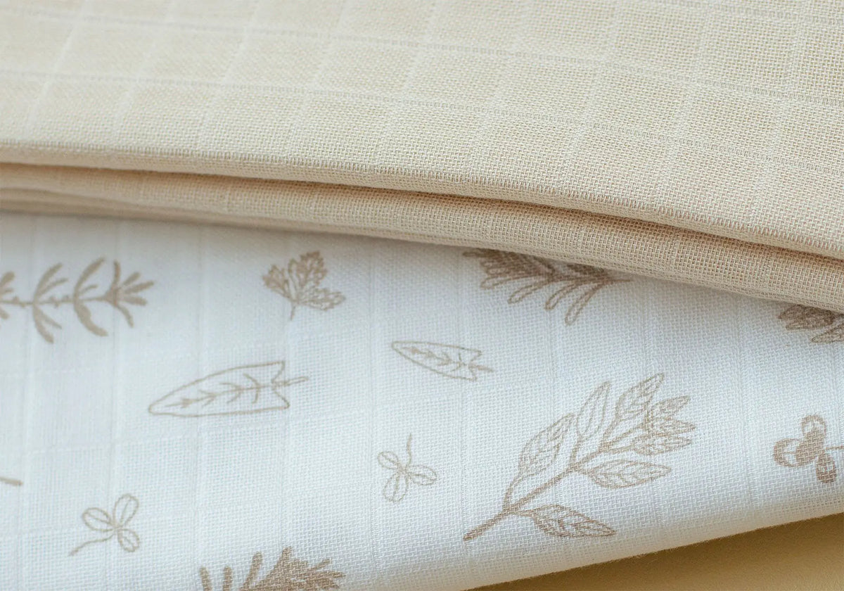 Lot de 2 maxi-langes en coton bio Popolini - Beige - Lilinappy