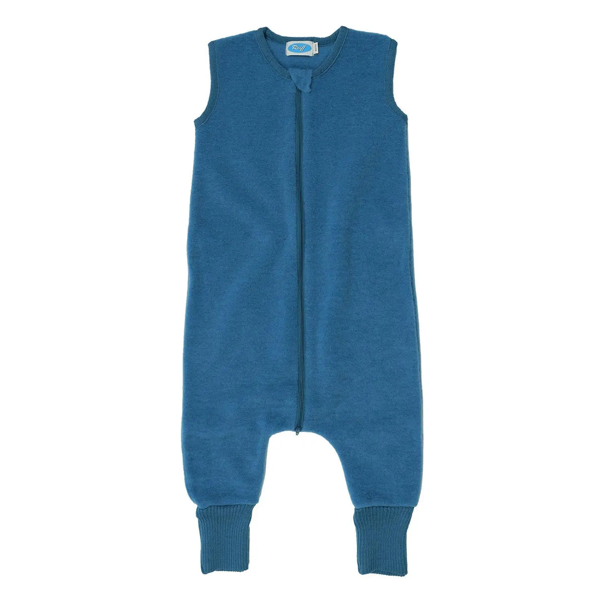 Combinaison de nuit bébé sans manches en polaire de laine bio Reiff - Pacific blue