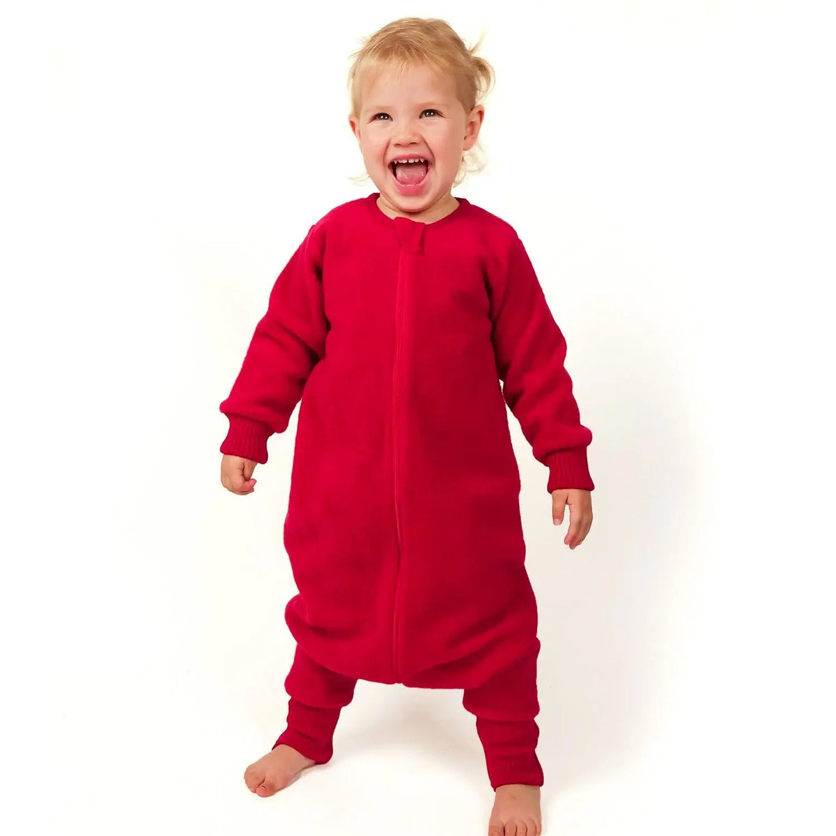 Combinaison de nuit bébé en polaire de laine bio Reiff - Vert Sage 