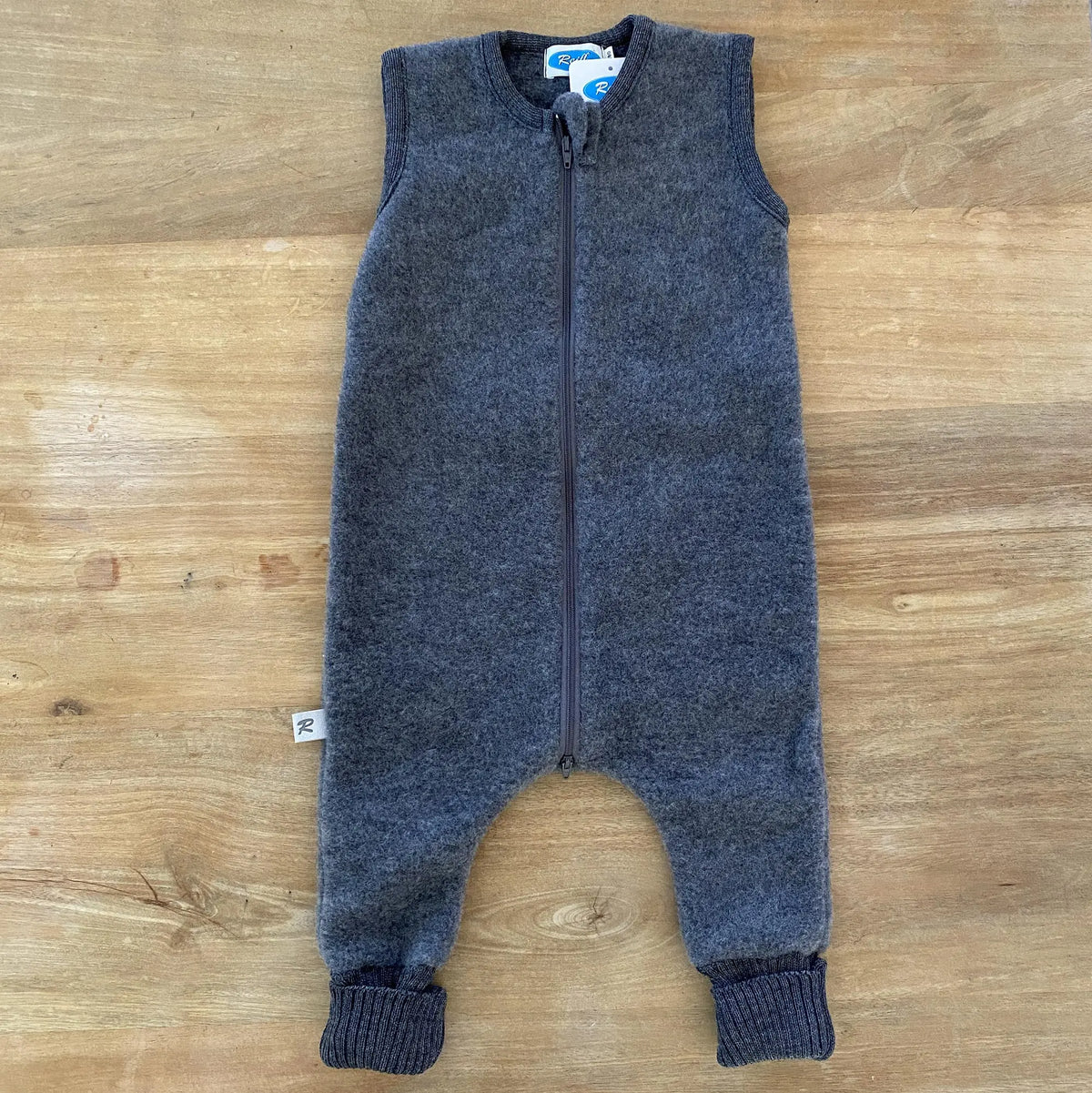 Combinaison de nuit bébé sans manches en polaire de laine bio Reiff - Gris 