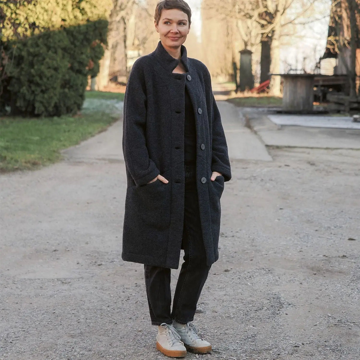 Manteau femme en polaire de laine mérinos bio Reiff – Bordeaux