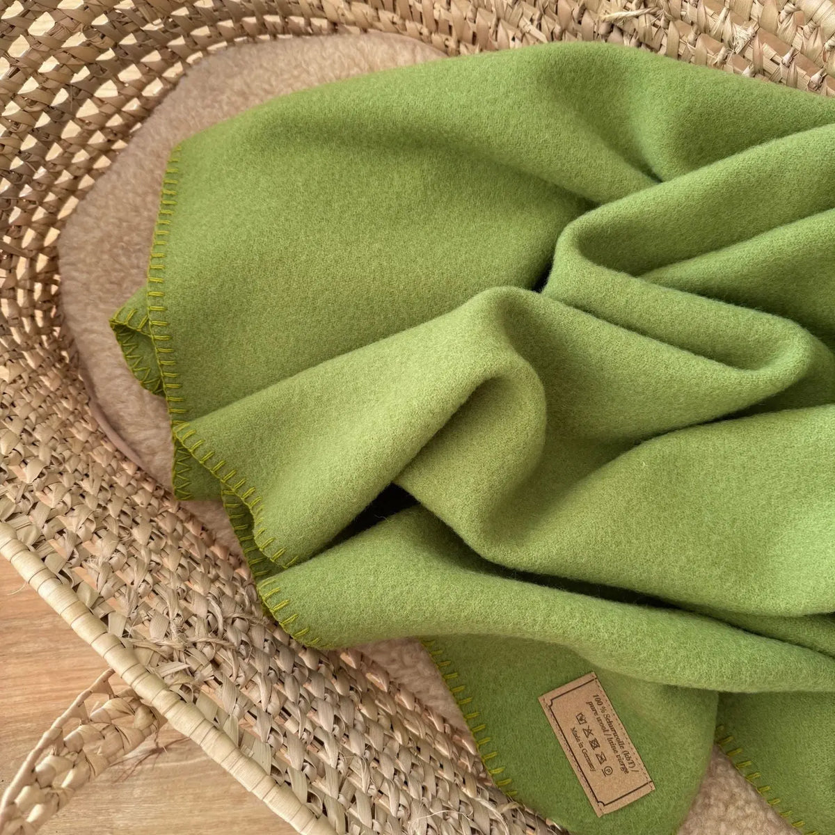 Couverture en laine vierge Songe Sassoupi - Vert Kiwi 