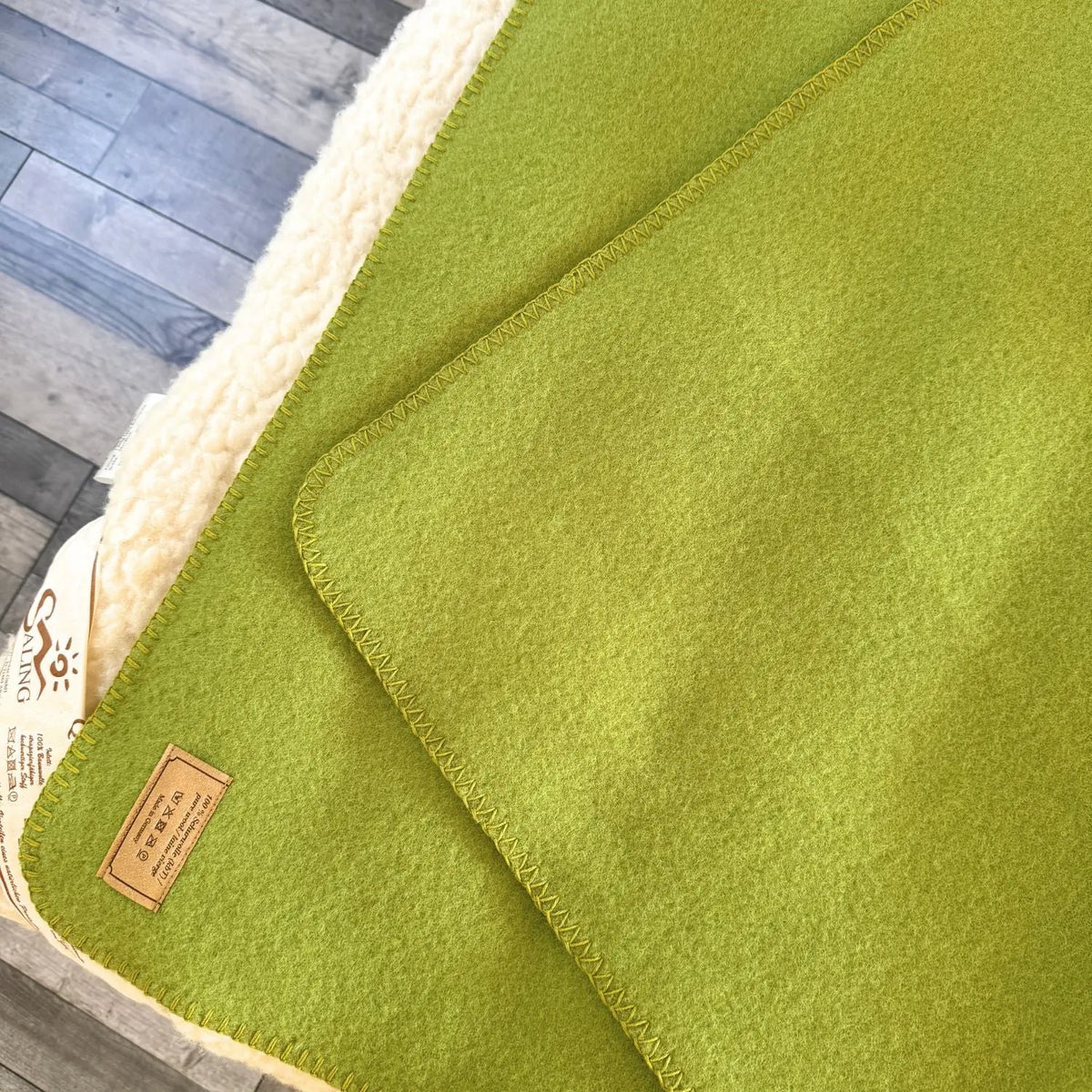 Couverture en laine vierge Songe Sassoupi - Vert Kiwi 