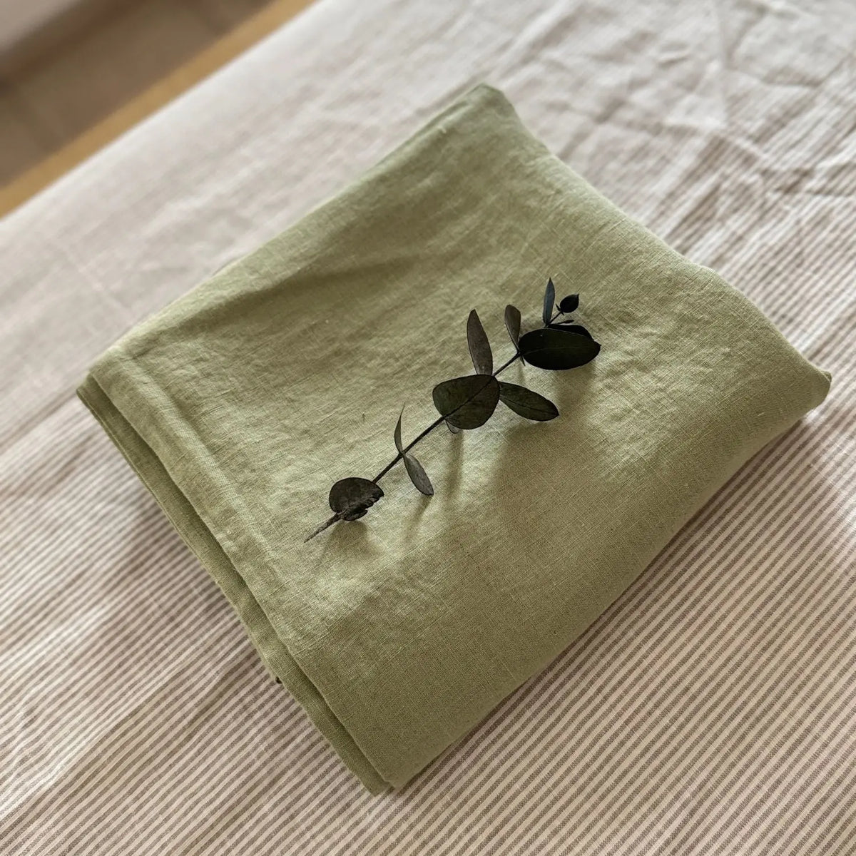 Housse de couette enfant en lin lavé - Sauge