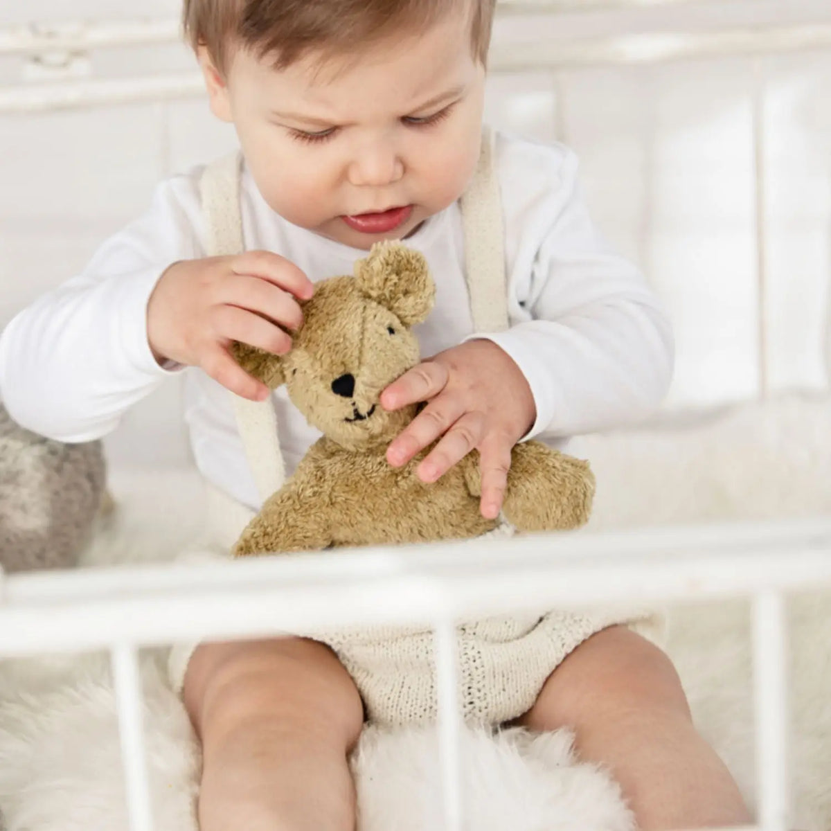 Doudou bébé ours beige en coton bio & laine Senger Naturwelt 