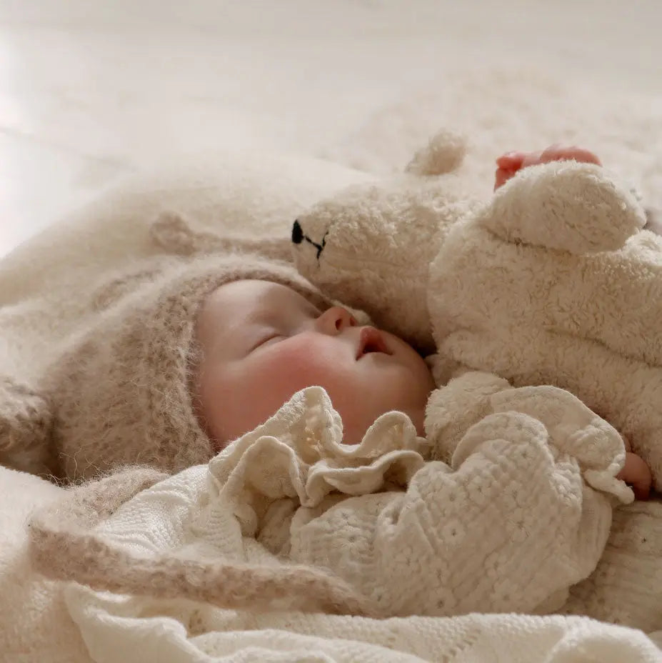 Doudou ours blanc en coton bio & laine Senger Naturwelt 