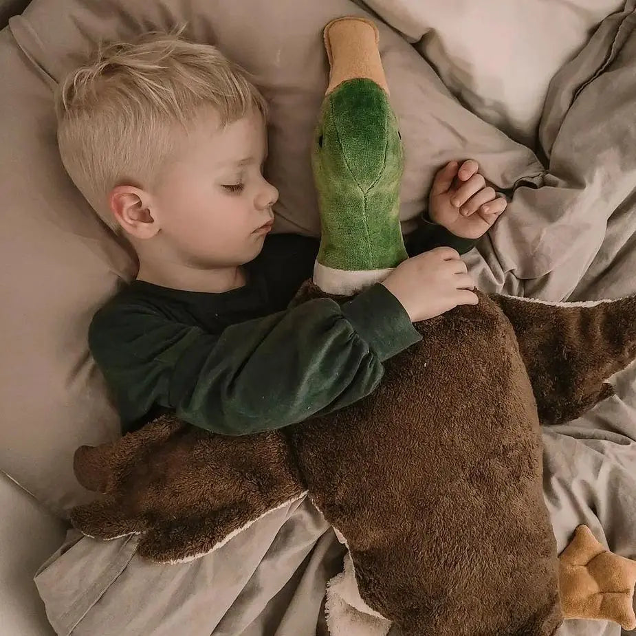Doudou bouillotte en coton bio & laine Senger Naturwelt - Grand Canard 