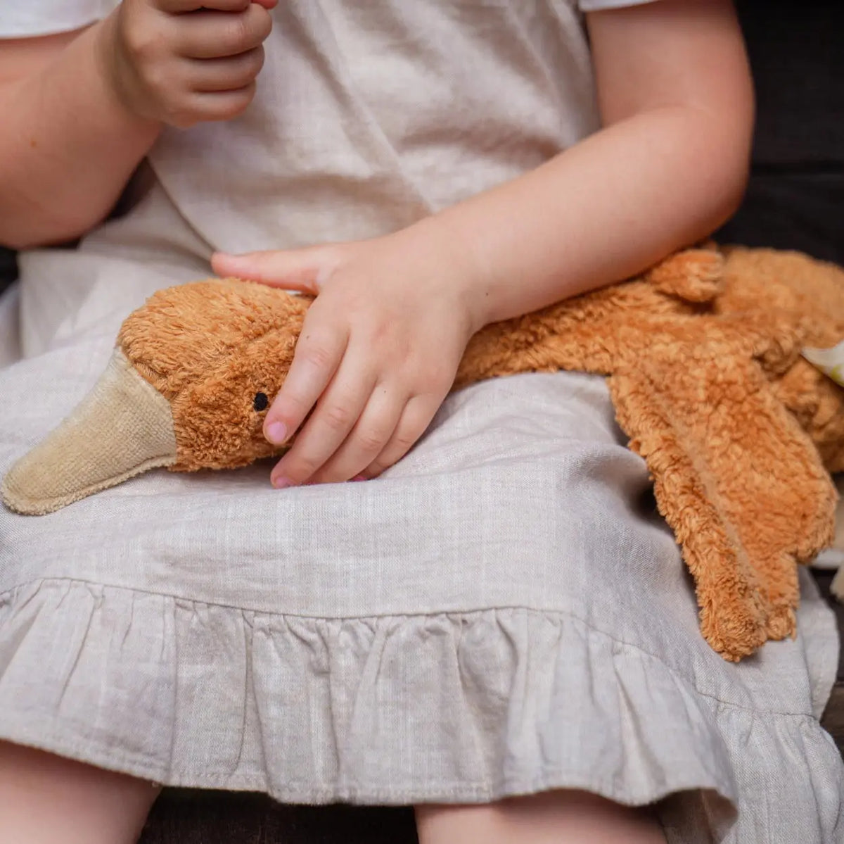 Doudou bouillotte en coton bio & laine Senger Naturwelt - Oie rouille 