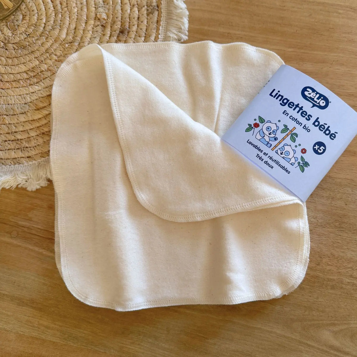 Grandes lingettes lavables bébé Zélio 